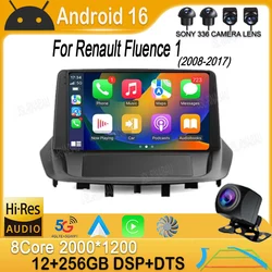 Android 16 Wireless Carplay Auto For Renault Fluence 1 2008-2017 Car Radio Multimedia Player Navigation Stereo GPS Head Unit DSP