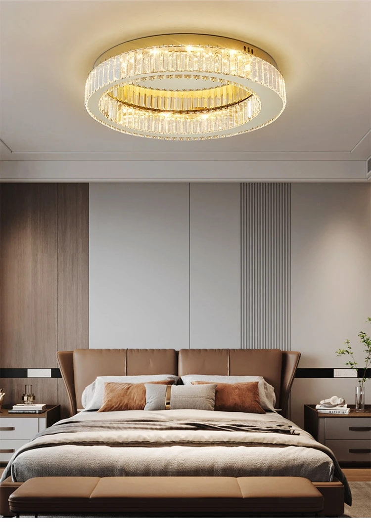 Living Room LED Ceiling Lamp K9 Crystals Dimmable Light