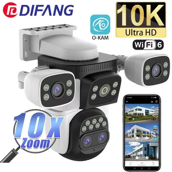Câmera externa 10k wifi6, 20mp, 10x, zoom óptico, quatro telas, quatro lentes, ptz, rastreamento automático, lente dupla 6k, à prova d'água, segurança cctv