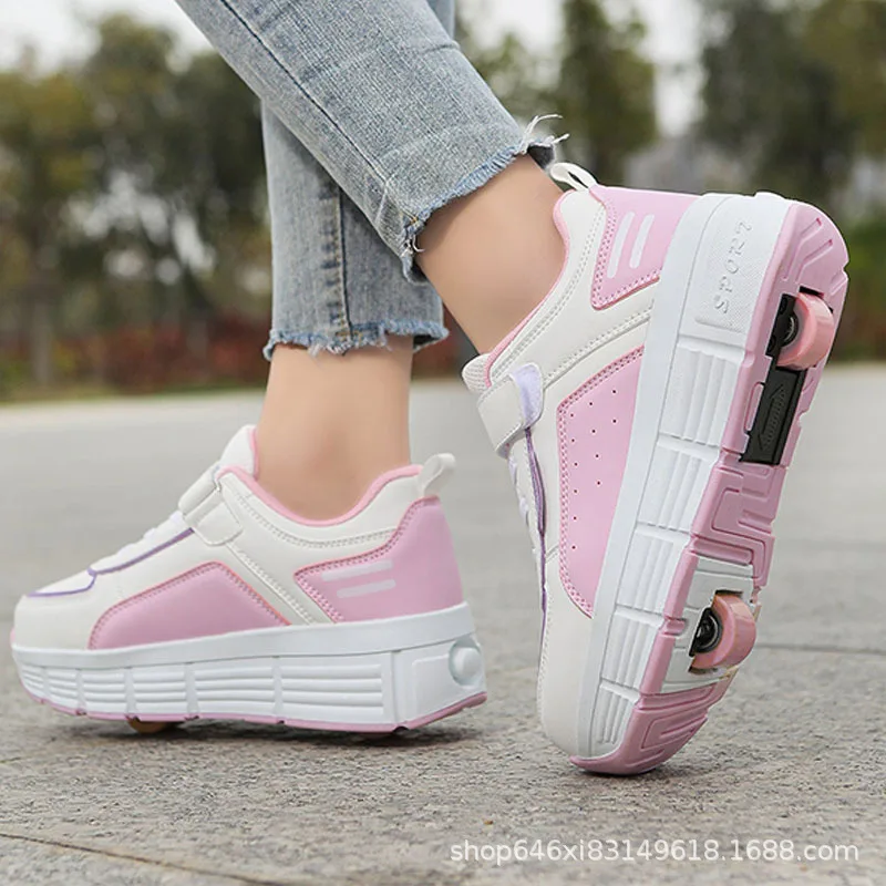 Children's Fashion Two-wheel Roller Skates Shoes Boys' and Girls' Ice Skates Kids Transformable Wheel Shoes
