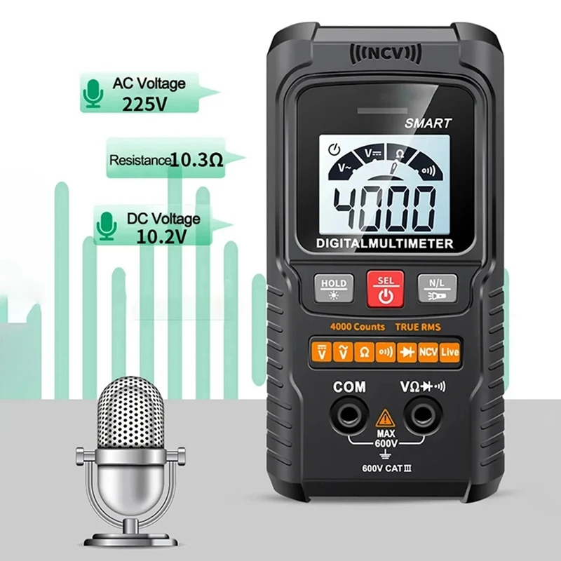 Smart Digital Multimeter 4000 Counts Professional Multimetro Non-Contact Auto Range AC/DC Voltage NCV Ohm