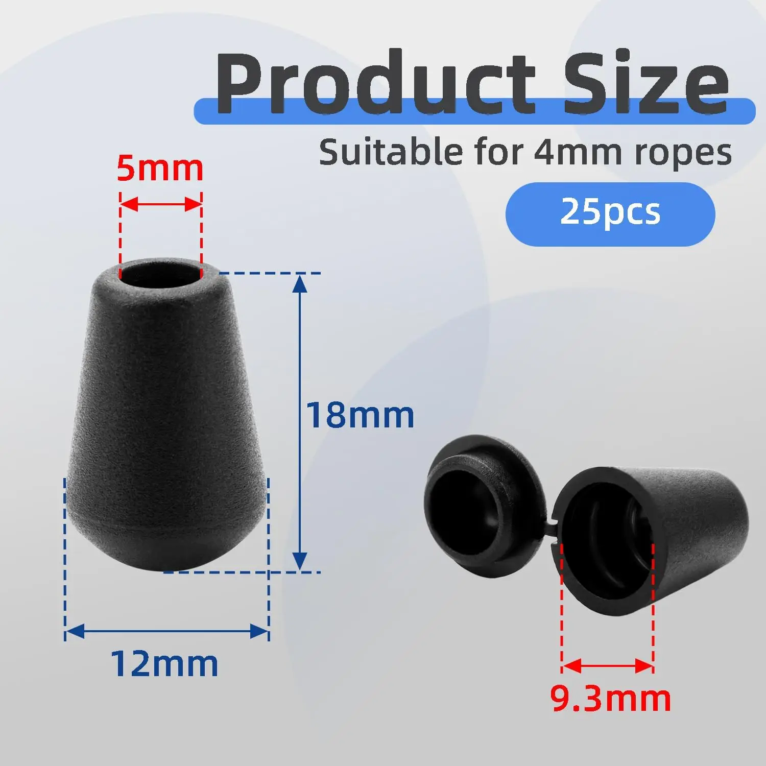 100 Pack Plastic Paracord Cord Ends Caps, Cord Ends Bell Stopper with Lid Lock for Shoelace Clothes Sweatpants Hoodie Windbreake