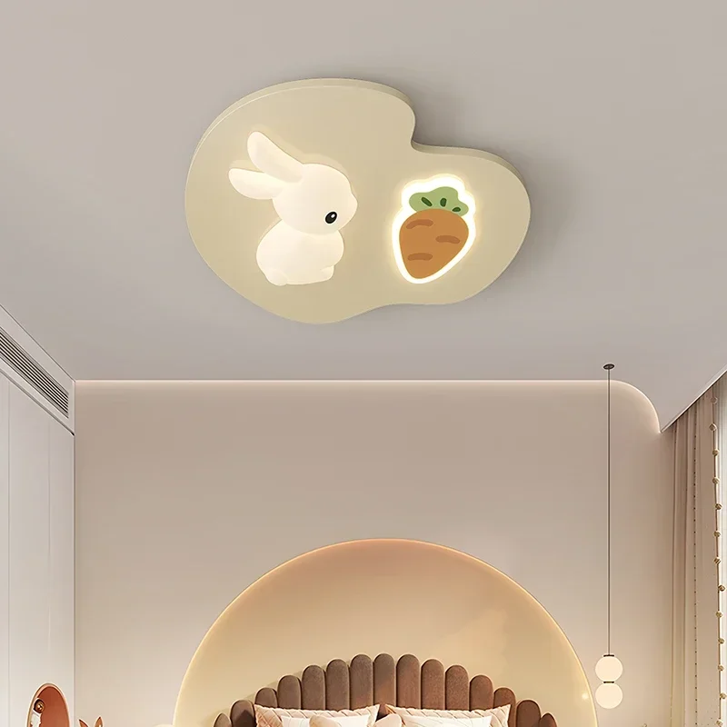 SANDYHA Kids Bedroom Modern LED Carrot Cloud Rabbit Ceiling Light Fixture Perfect for Study Decor Unique Design for Children's