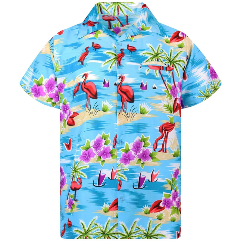 Men\'s shirt lapel summer short-sleeved Hawaiian personalized pattern 3D printing daily casual work vacation comfortable design