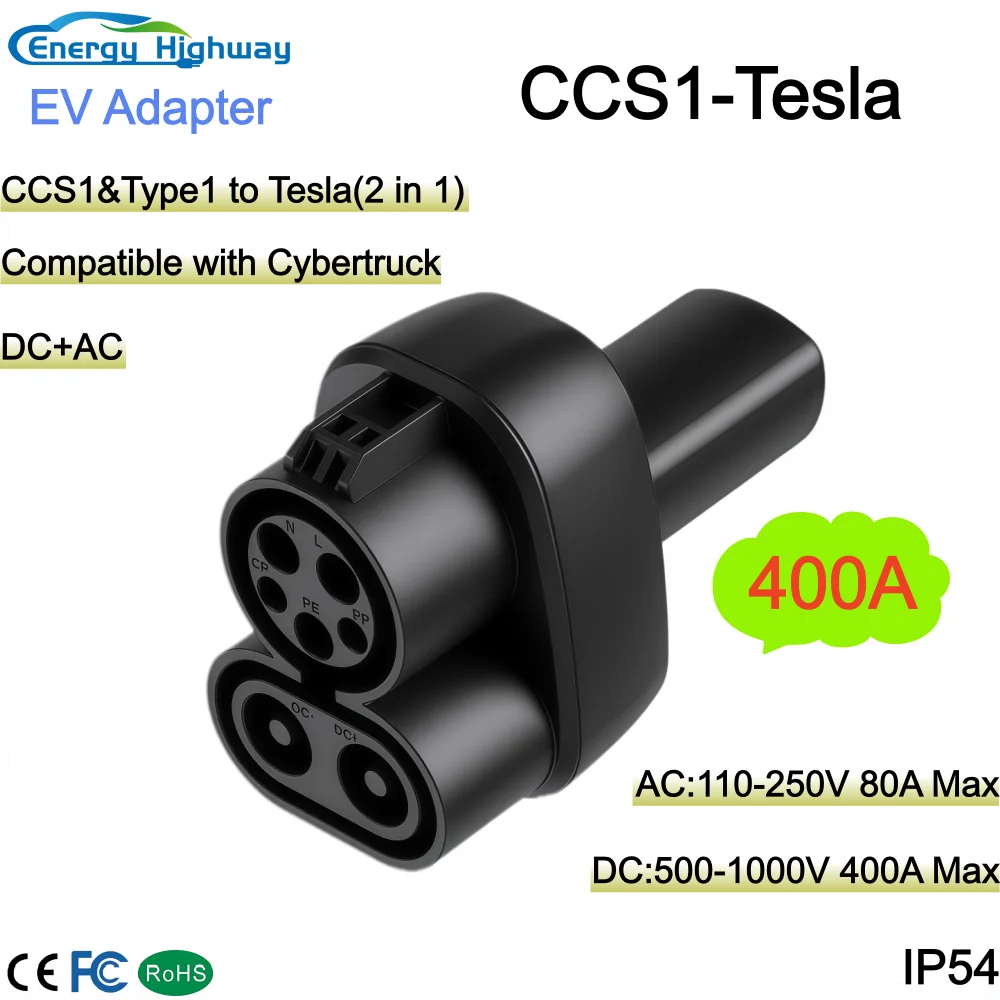 

Energy Highway CCS1 to Tesla(NACS) EV Charging Adapter 400A CCS Combo 1 for Cybertruck Convertor for Car Charger Adapterr