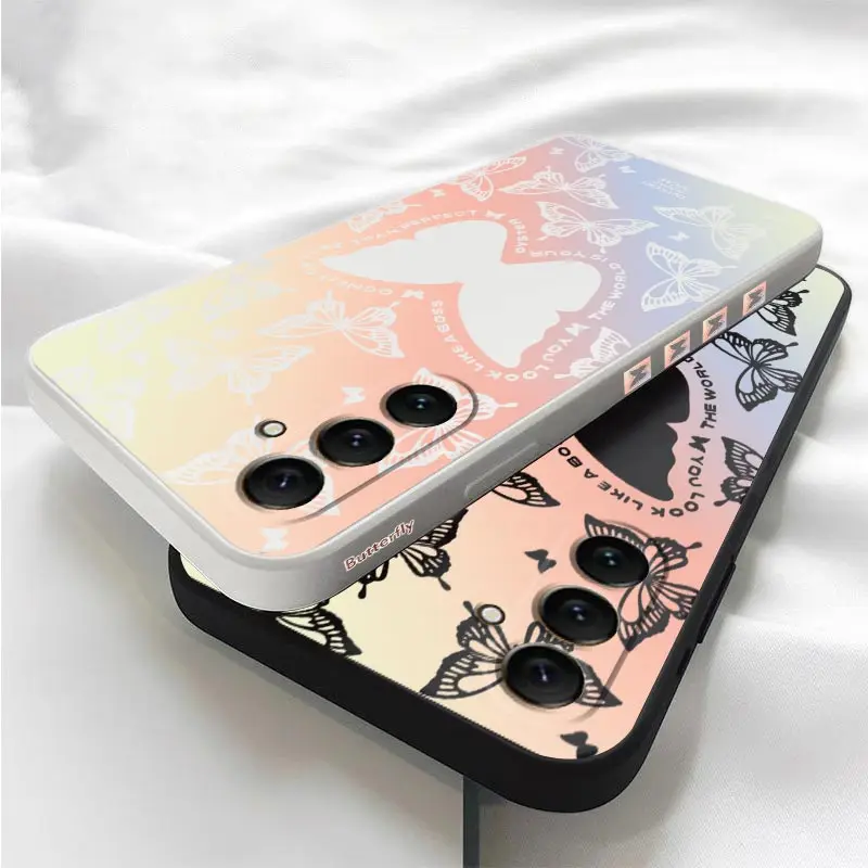 A55 Butterfly Dazzle Silicone Phone Case For Samsung A55 A53 A70 A54 A50 A22 A71 A23 A72 A91 A34 A32 A33 A31 A51 A54 A52S Cover