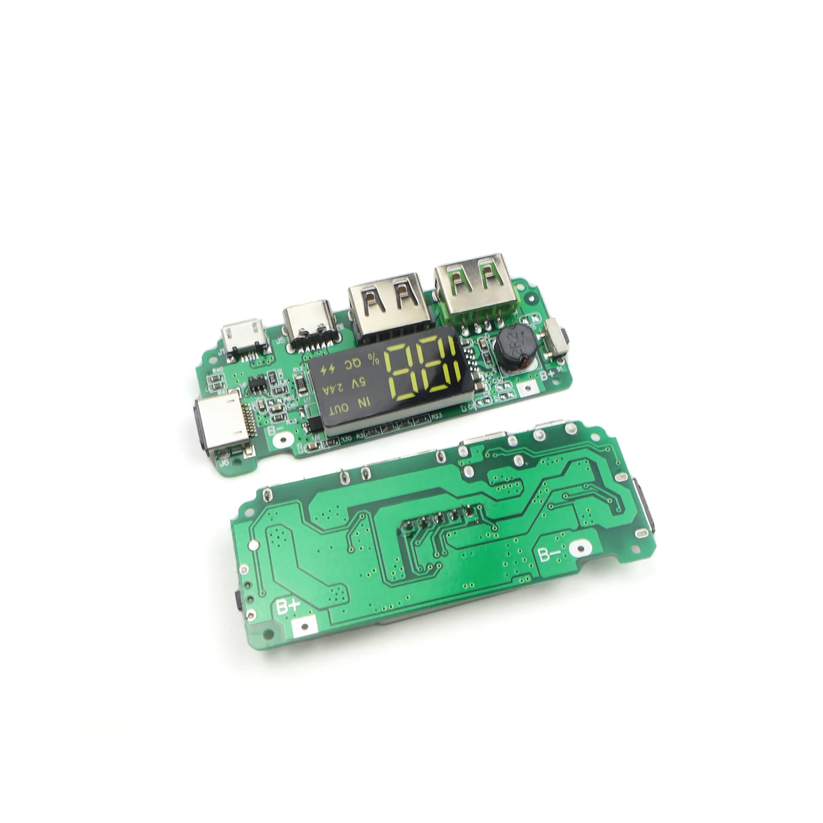 18650 Lithium Battery Charger Module 5V 2.4A Dual USB Type-C Micro LED Digital Display 3 Ports for Power Bank DIY