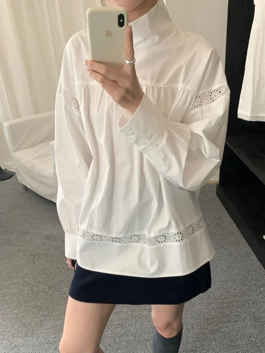 

Alien Kitty Elegant Blouses Women Full Sleeve Chic Autumn New Office Lady 2025 Hollow Out Work Wear Mujer Full Sleeve Daily