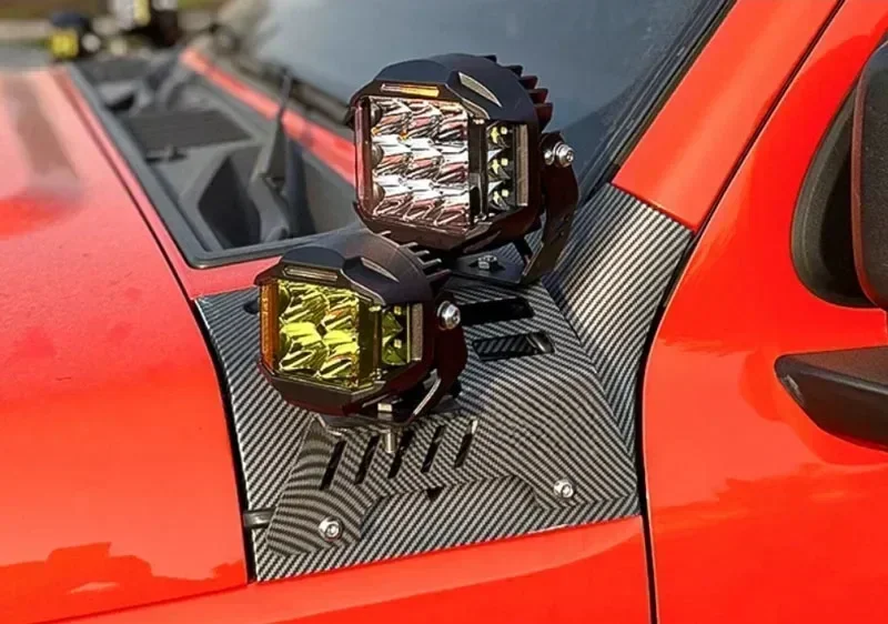 Fit for GWM Tank 300 Car A-pillar Bracket Car Hood Carbon Fiber Pattern Double Light Bracket Car Exterior lighting Accessories