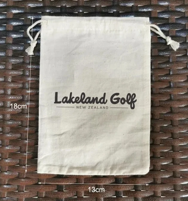 200 Pieces Customised Logo 13x18cm Natural Cotton Bags Drawstring Pouches Printed With Black Color Logo