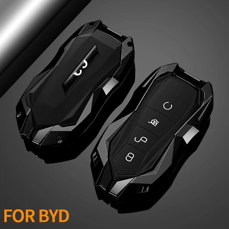 Zinc Alloy Car Key Case Cover For BYD Second Song Pro Tang Dm QIn PLUS MAX Yuan Atto 3 Han EV Premium Keychain Accessories