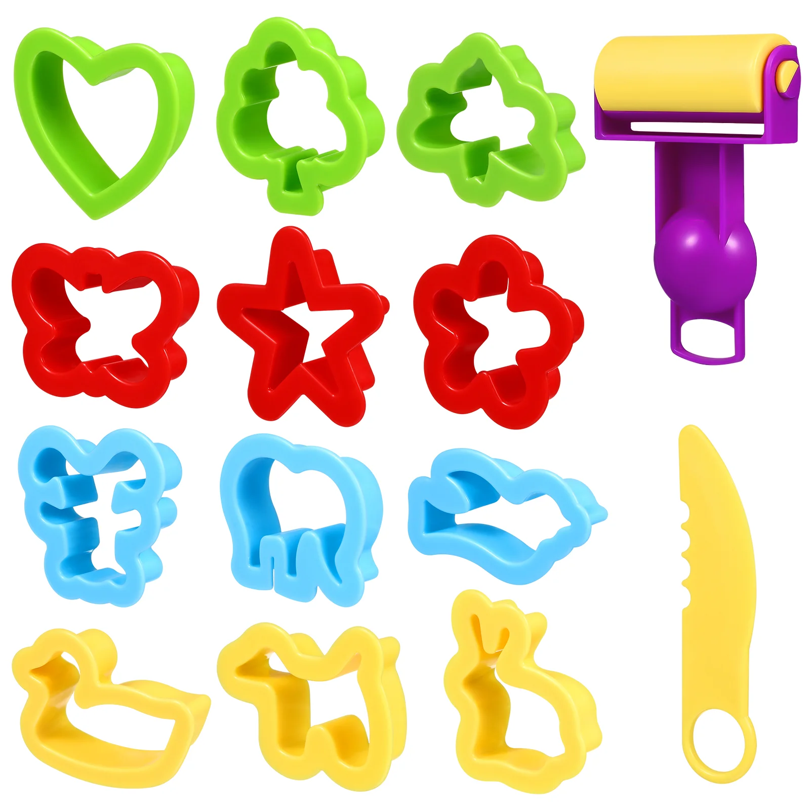 

12pcs Clay Modeling Tool Kit Assorted Color Plastic Cutters 3.5 6cm Kids Craft Molds Ages 3 Educational Play Set