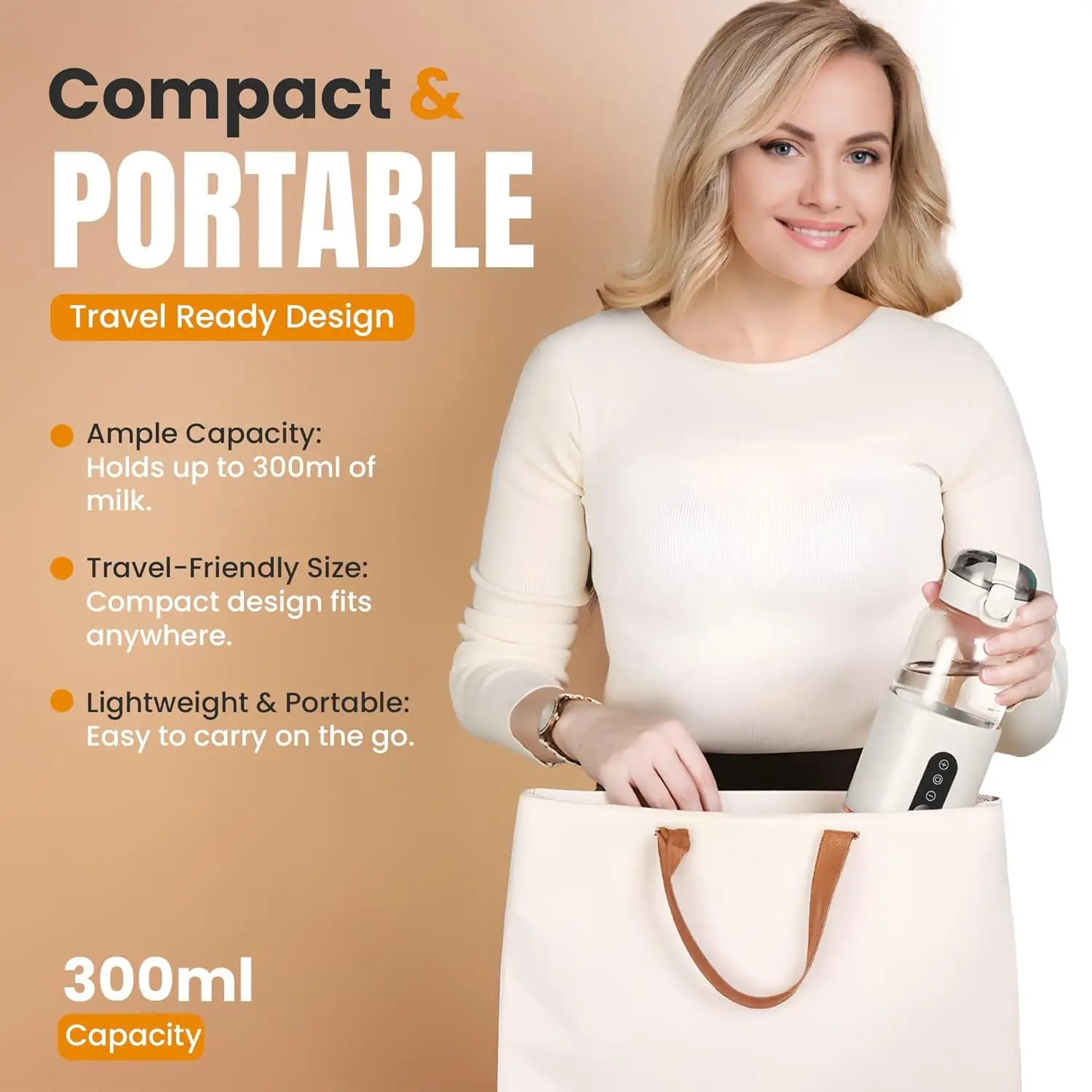 تدفئة زجاجات الأطفال المحمولة القابلة لإعادة الشحن 37-55 ℃   تسخين سريع وإزالة الجليد لمياه الحليب، سخانات زجاجات كهربائية لاسلكية للسفر