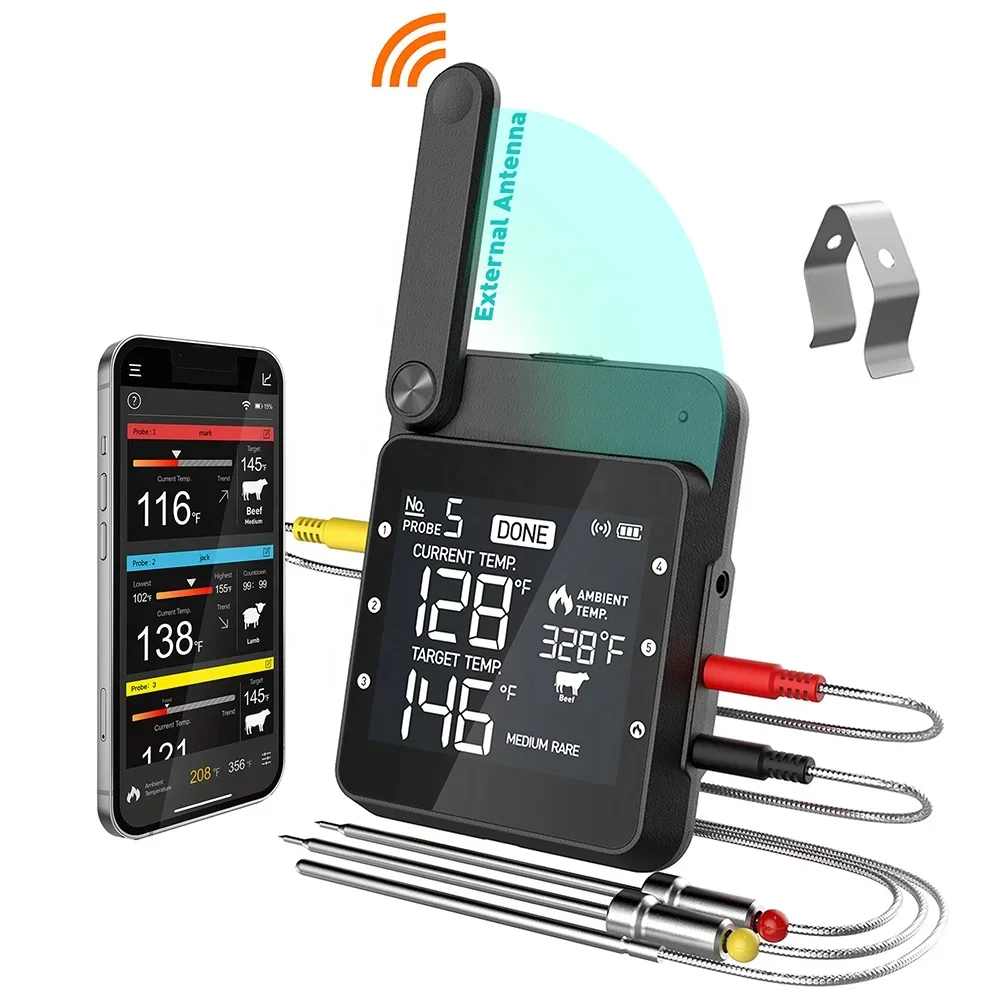 

Smart Digital Tuya Wifi Bluetooth USB BBQ Grill Thermometer Wireless Food Meat Thermometer With Oven Probe For Kitchen Cooking