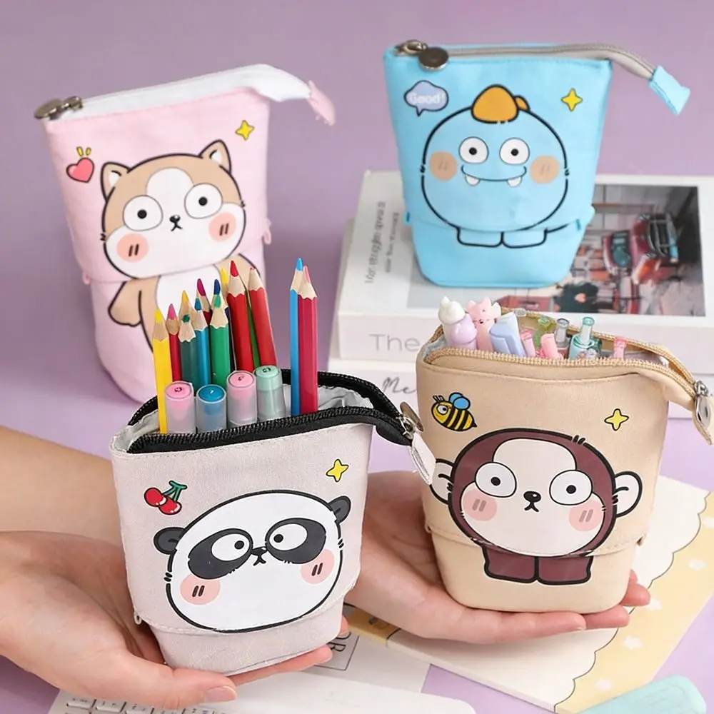 

Girls Boys Zipper Closure Retractable Pencil Case Pop Up Design Big Storage Pencil Box Large Capacity Pen Box School Supplies