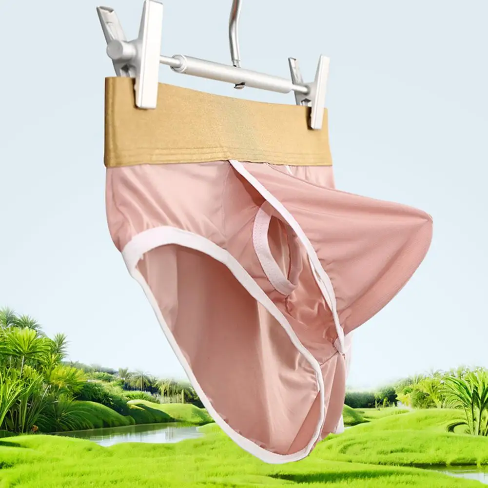 Breathable Underwear Men's Low-rise Briefs with Elastic Waistband Breathable U-convex Underwear Side Opening Design for Daily