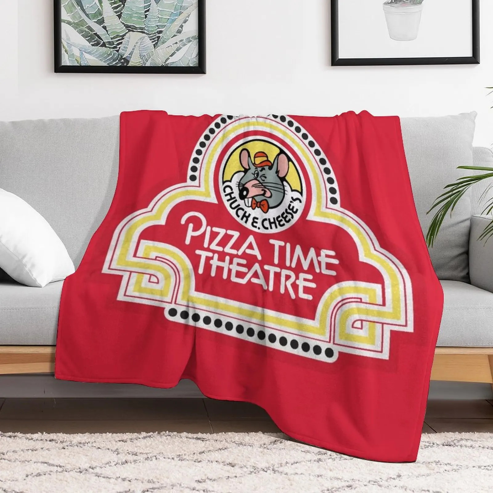 Chuck E. Cheese's Pizza Time Theatre Scary Animatronics Official Logo Throw Blanket Bed linens anime Plush Blankets