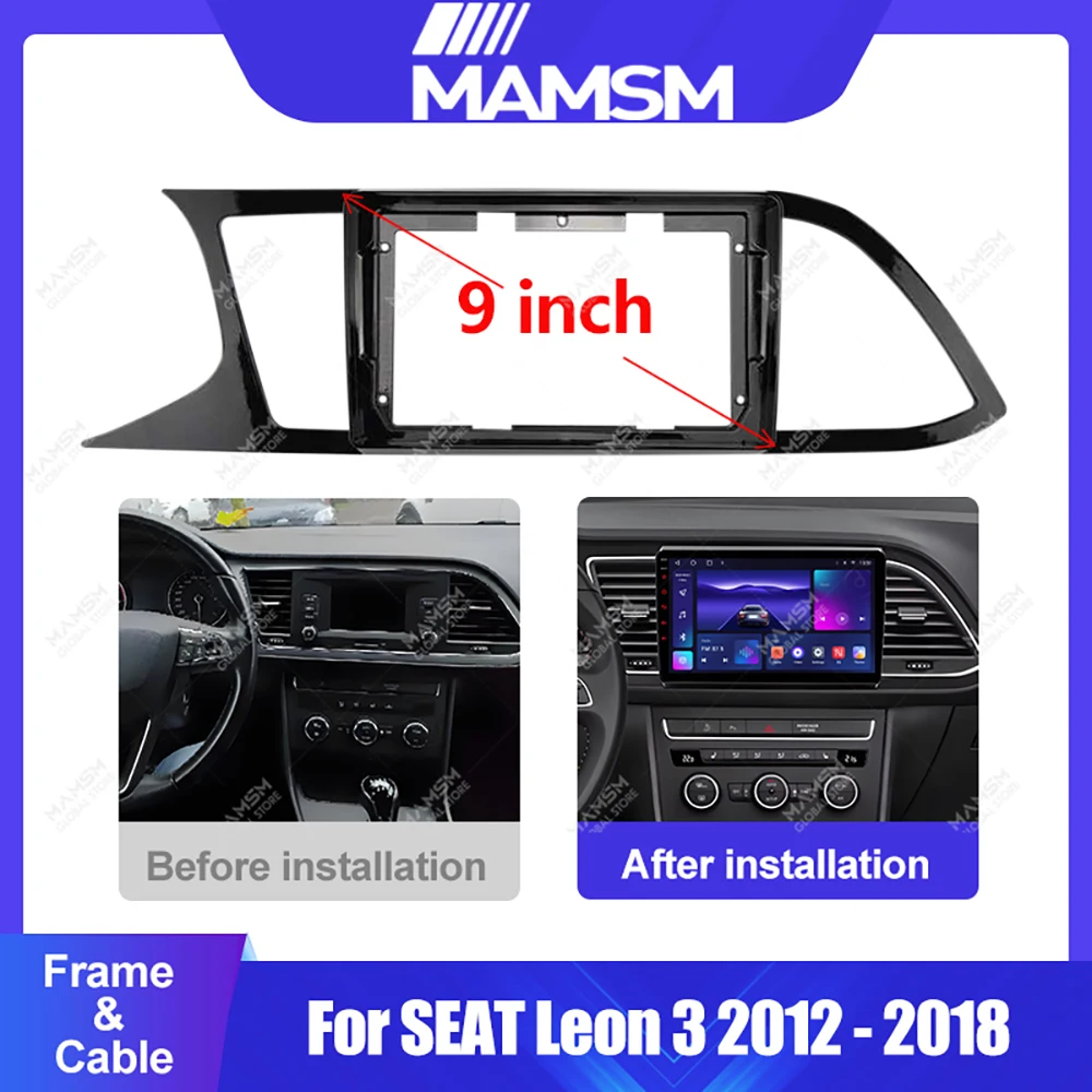 2Din автомобильный радиоприемник для SEAT LEON 2012-2018 9 дюймов LHD авто стерео аудиоплеер DVD панель приборная комплект рамка держатель центральной