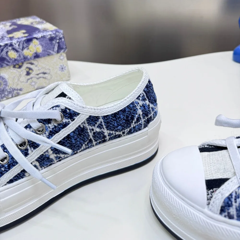 fashion Women Shoe Brand Designs New Thick Soled Canvas Shoes Casual Shoes Breathable Rattan Plaid Lightweight and Durable SL003