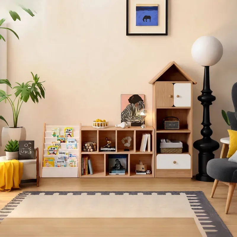 Kids Floor to Ceiling Bookshelf Simple Grid Storage Cabinet Wall Mounted Locker Low Household Combination Unit
