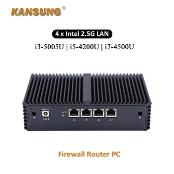 4x2.5 Gigabit Lan güvenlik duvarı Mini PC bilgisayar Intel Core i3 i5 4200U i7 4200U Windows Linux AES-NI X86 fansız Barebone PC