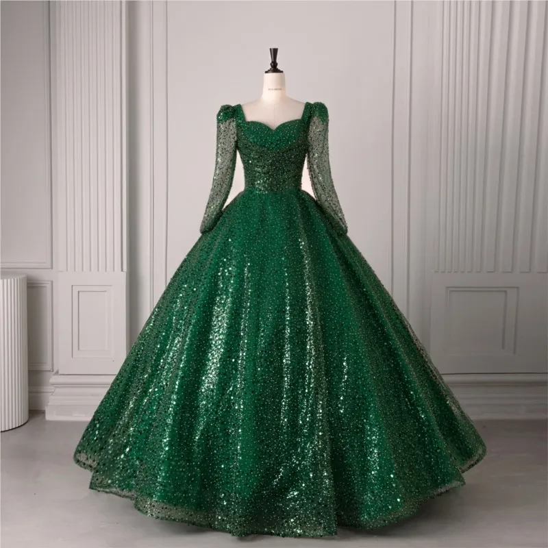 

New colorful heavy-duty beaded long-sleeved ball performance puffy skirt