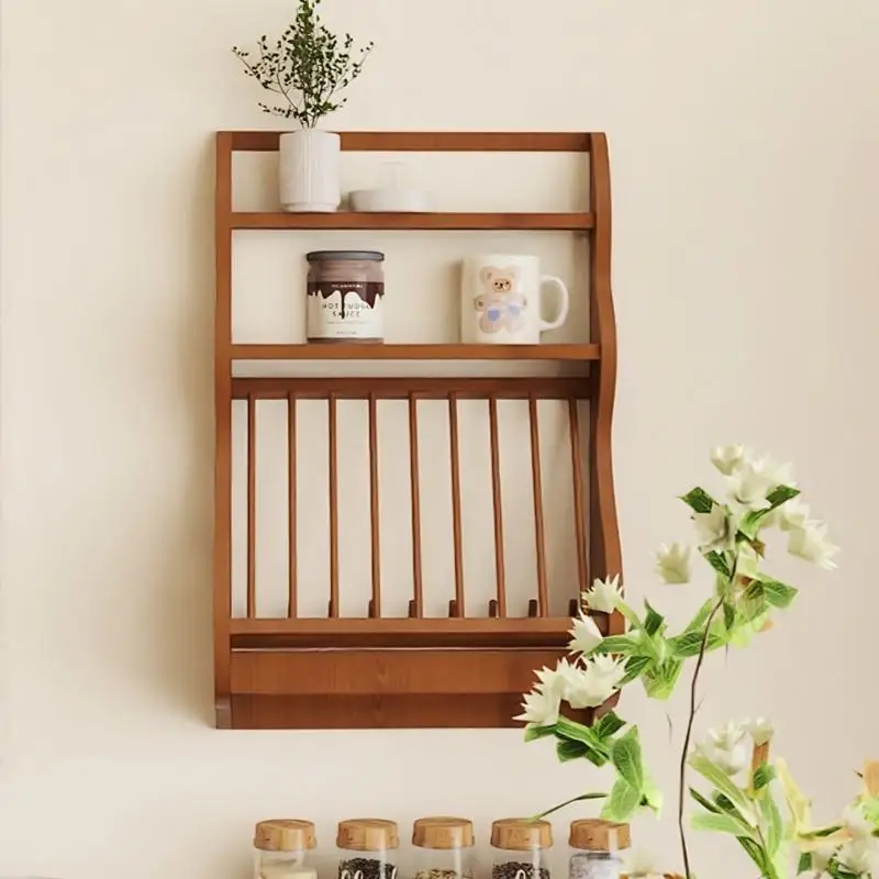 رف عرض عتيق من الشمال، رف أدوات المائدة، الرف، ديكور منتج جديد مموج، خزانة معلقة في القرون الوسطى، رف مثبت على الحائط #2