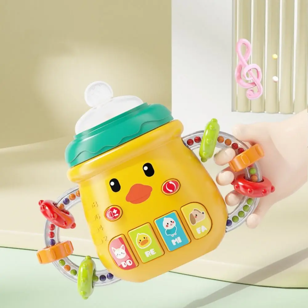 Newborn Baby Bottle Toy Soft Teether Rattles Musical Feeding Bottle Toy Soothing Vocal Music Educational Electric Comfort Bottle