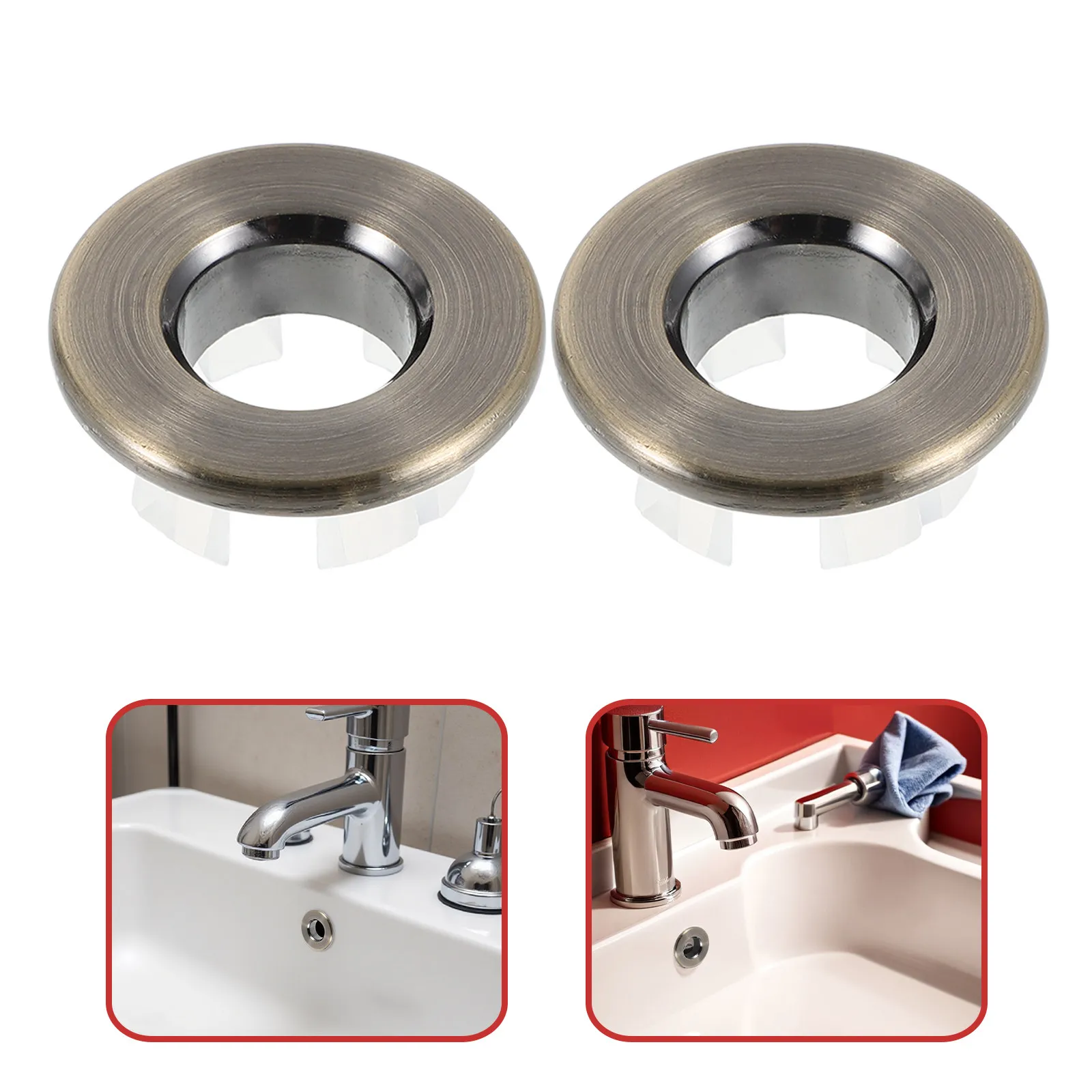 

6Pcs Sink Overflow Cover Ring Universal for Bathroom Kitchen 23-25Mm Hole Decorative Drain Hole Cap Leakproof Overflow Plug