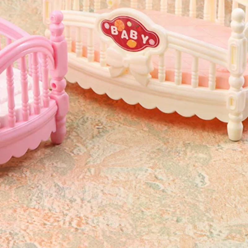 Mini cuna de simulación para casa de muñecas, modelo de cama de bebé, muebles de dormitorio, decoración, accesorios para casa de muñecas, 1/12
