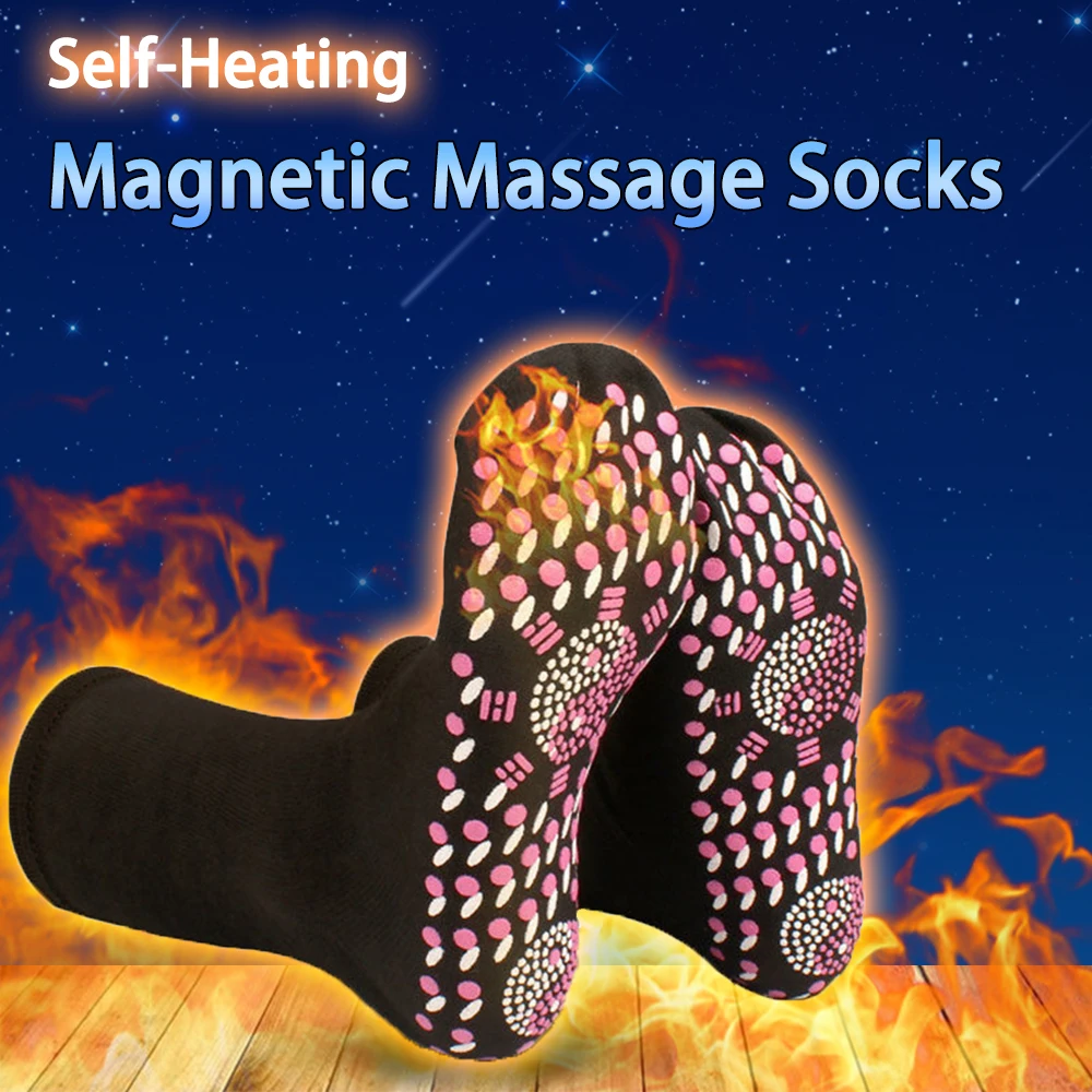 Self-Heating Magnetic Socks Tourmaline Slimming Health Sock Winter Warm Elastic Thermal Long Sock For Women Foot Massage Care