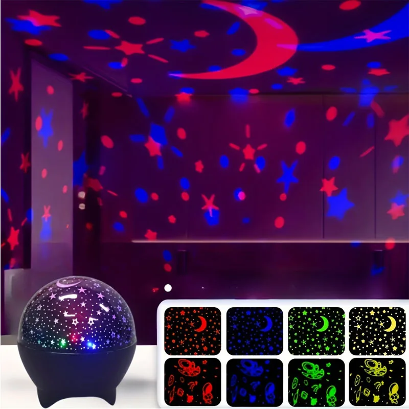 Star Projector Night Lights for Kids Starry Sky Moon Effect Atmosphere Light 360° Rotation for Bedroom Party Decor Birthday Gift