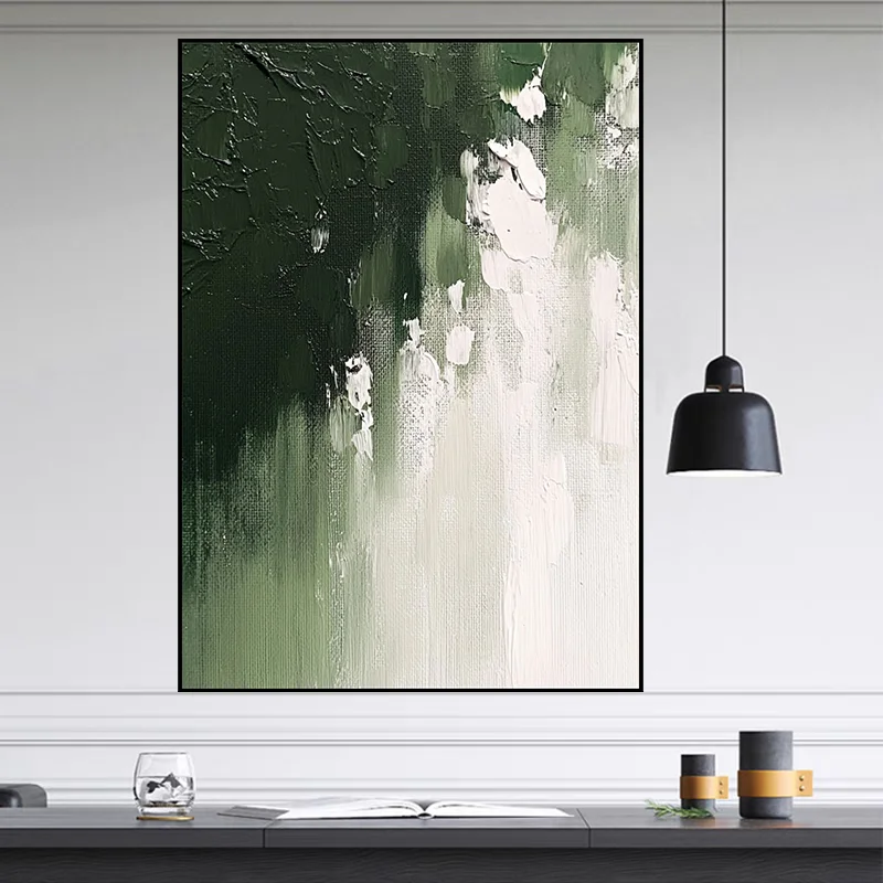 

Minimalist Green Textured Living Room Entrance Abstract Pure Hand-Painted Oil Painting Huge Floor Decoration Hanging Painting