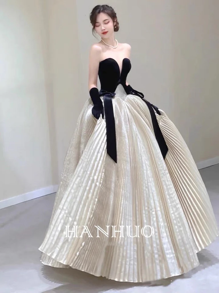 Ivory Celebrity Dresses Sweetheart Princess Ruched Velvet Ribbon Bride Toasting Clothing Elegant Prom Party Evening Gowns 2024