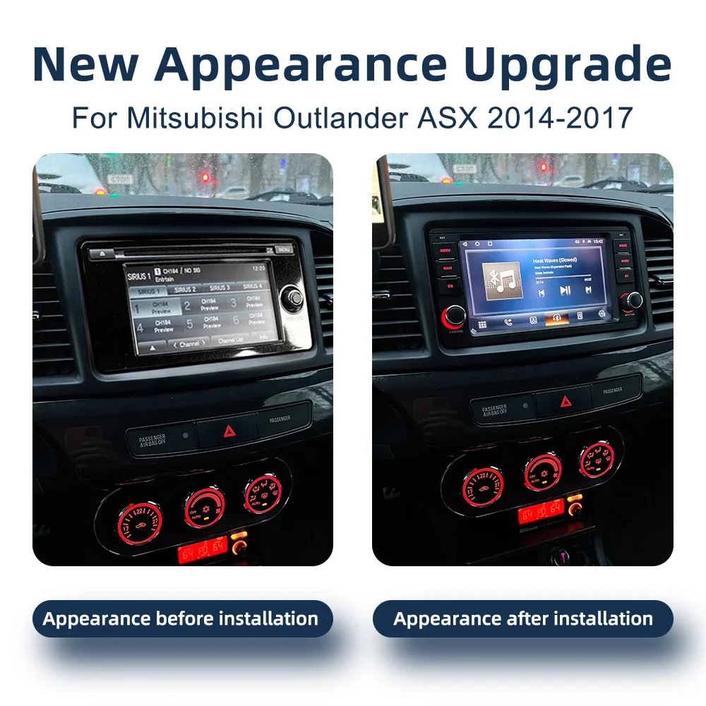 Android 14.0 Car Multimedia Player GPS Navigation 4G WiFi CarPlay Bluetooth RDS Car Radio for Mitsubishi Outlander ASX 2014-2017