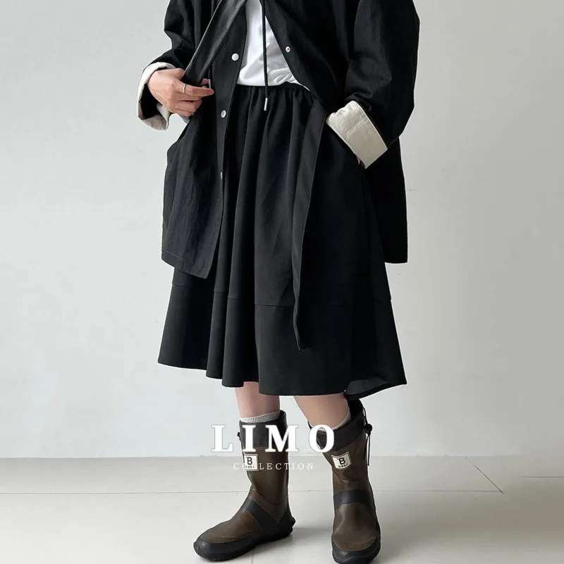 

LIMO осень-зима винтажная замшевая юбка женская мода плиссированная юбка-миди из искусственной кожи с поясом для свиданий повседневная офисная одежда