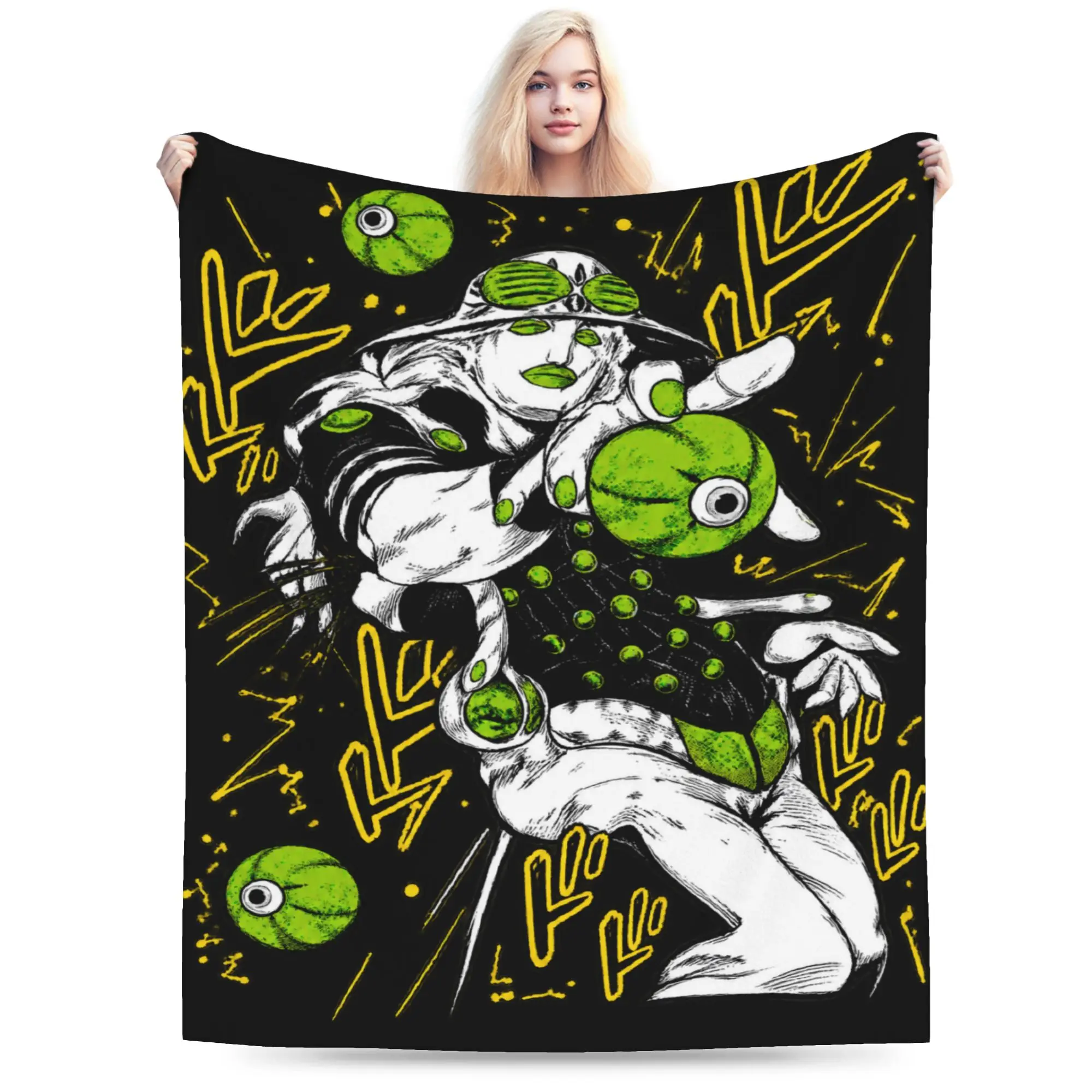 Jojo's Bizarre Adventure Foo Fighters Stand Super Warm Blankets Plush Throw Blanket Home Decor Flannel Bedspread Sofa Bed Cover