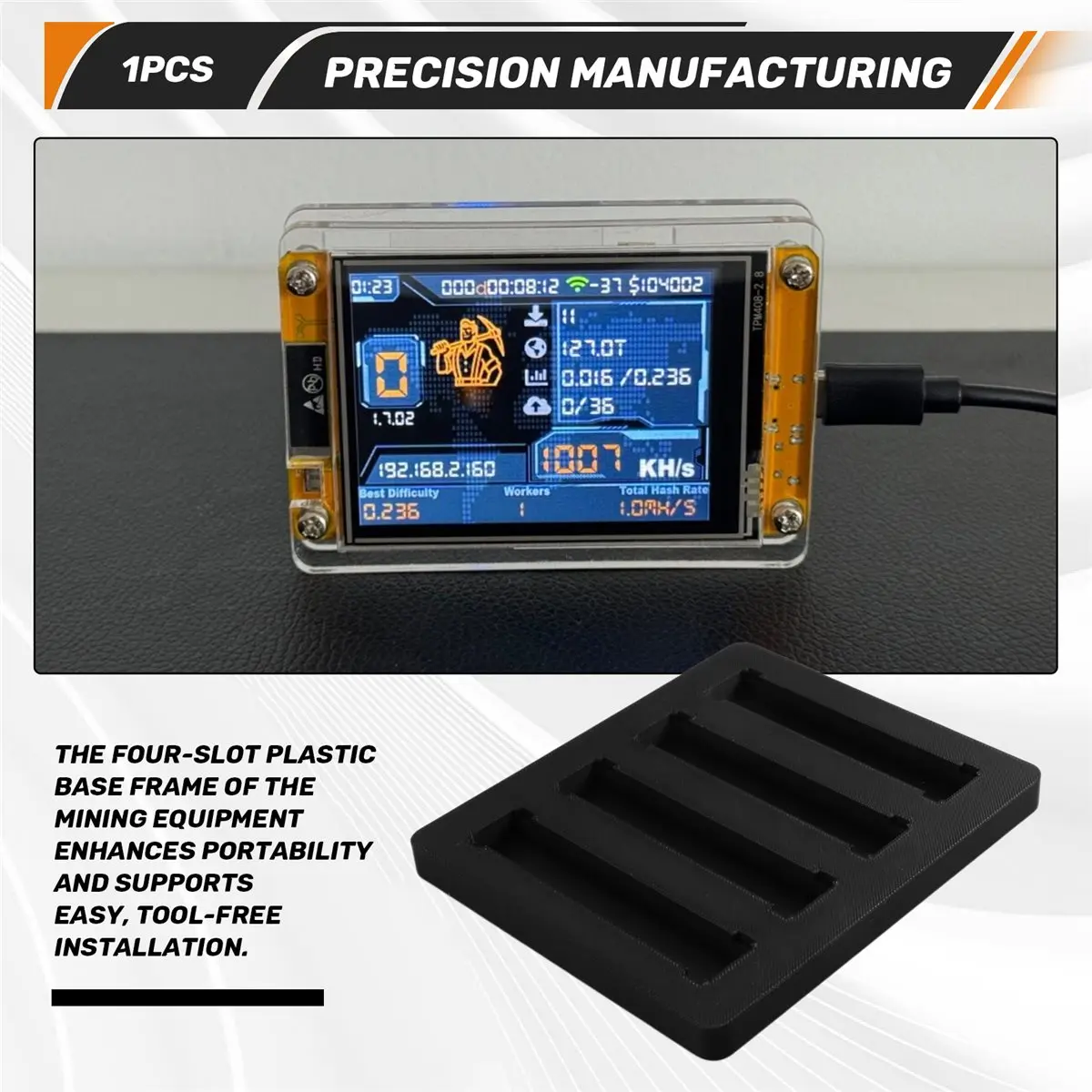 B21B Plastic 4 Slot Base Bracket for Bitcoin Mining Equipment Enhances Portability & Simple Toolless Setups