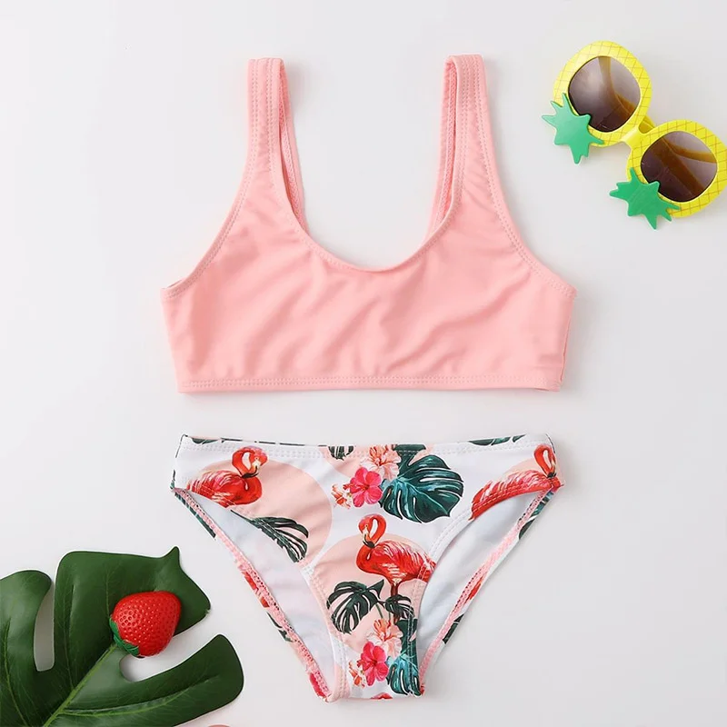 Wholesale Baby Kids Bikini Set 2024 Vest Shape Print Child Girls Kids Swimsuit Swimwear Baby Biquini Infantil Bathing Suit