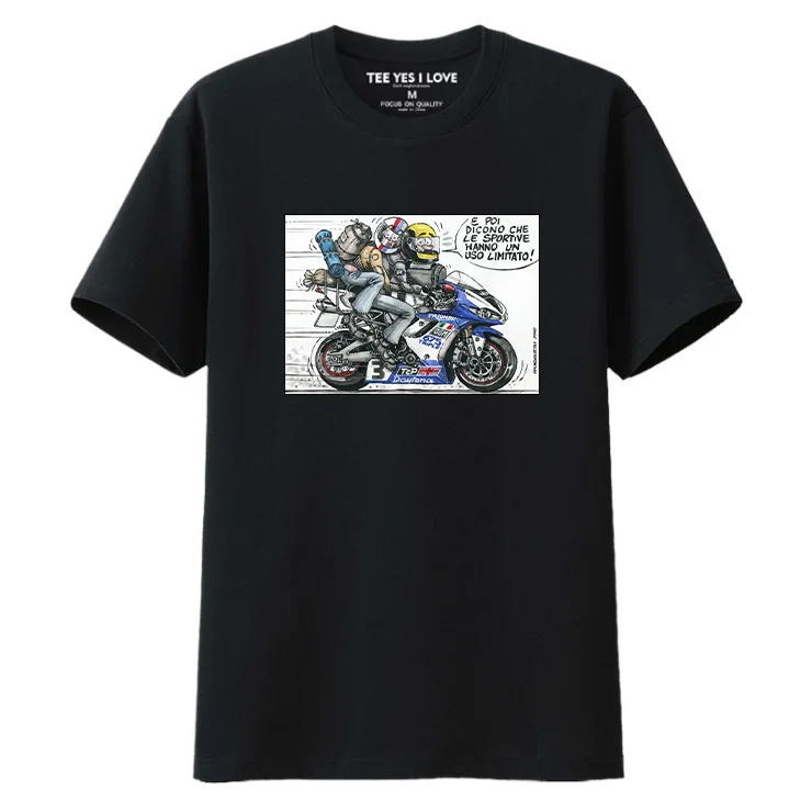 

European and American Style Motorcycle Short Sleeve Cartoon Motorcycle Pure Cotton T-shirt Vintage Motorcycle Printing