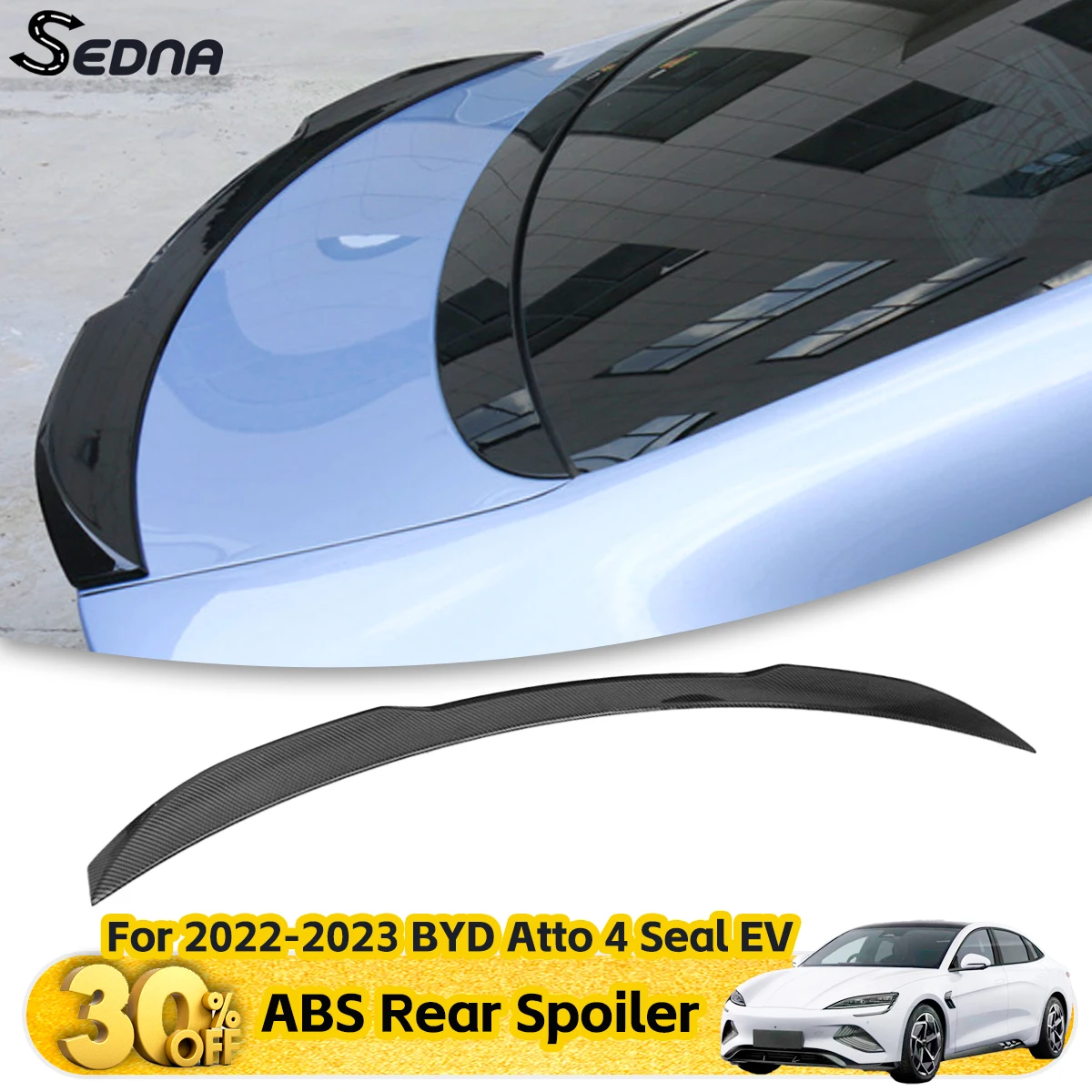 

22 BYD Seal OEM Rear Lip Spoiler - No-Drill Carbon Fiber Tail Wing Upgrade for Seamless Installation and Aerodynamic Enhancement