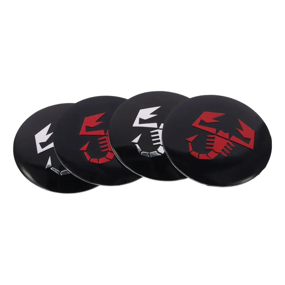 4pcs 2.2inch Scorpion Car Emblems Round Black,Red Auto Wheel Caps Cover Car Emblem Aluminum Wheel Hub Centre Car Badge Stickers