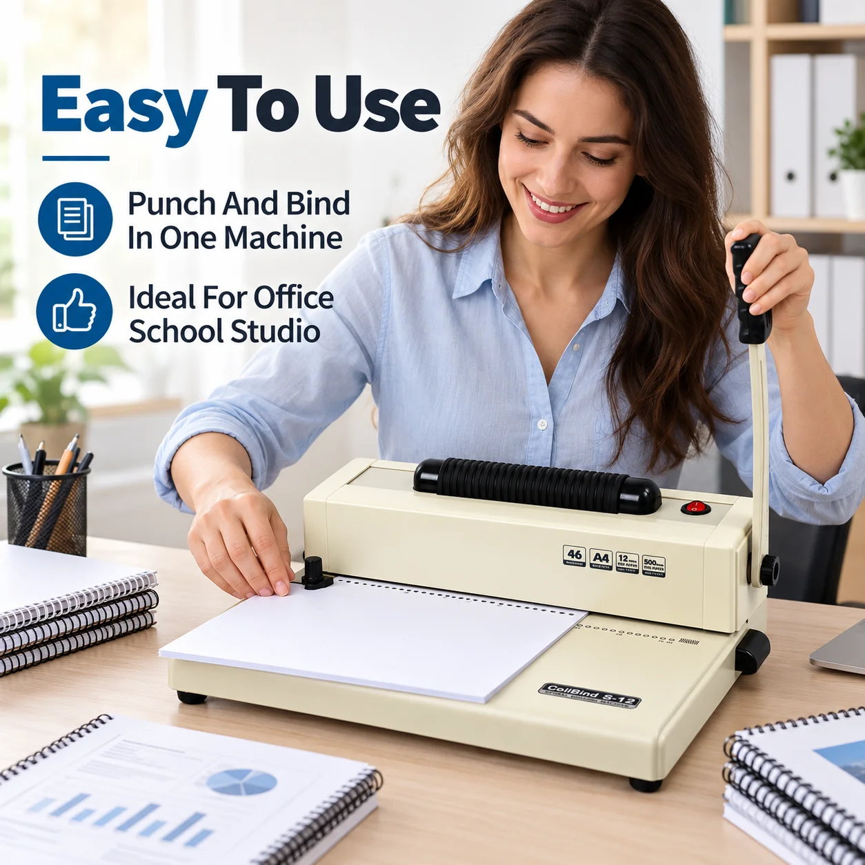 AOLIVIYA Electric Spiral Binding Machine A4 46 Hole 4 1 Pitch Coil Binder Paper Puncher Single Loop Bookbinding Equipment