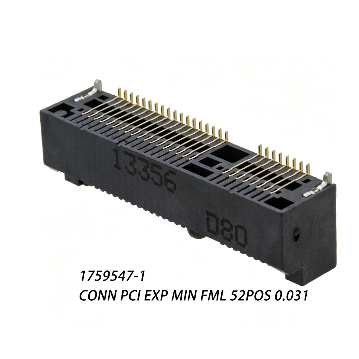 10Pcs 1759547-1 Board-To-Board, 52 Pins, Center-To-Center Spacing 0.8 mm [0.031 in], Stack Height 7 mm [0.276 in], Gold-Plated, Mini Pci Express, Mini Pci Express and Msata New Original