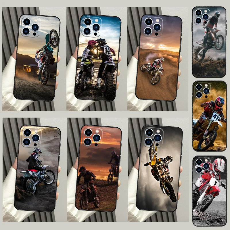 Capa de telefone esportiva para motocicleta para iPhone, Moto Cross Acessórios, iPhone 15, 14, 13, 12, 11 Pro Max, X, XS Max, XR, 7, 8 Plus, SE 2020, 2022