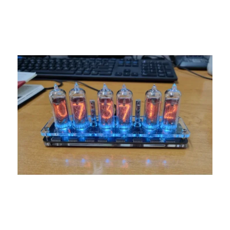 Nvarcher 6-bit IN-14 Nixie Tube Clock  wiht LED Colored lights Remote Control without IN14 tube