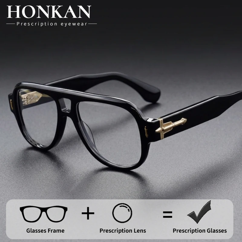 

HONKAN Handmade Acetate Glasses Frame Men High Quality Prescription Eyeglasses Women Myopia Luxury Brand Design Reading Glasses