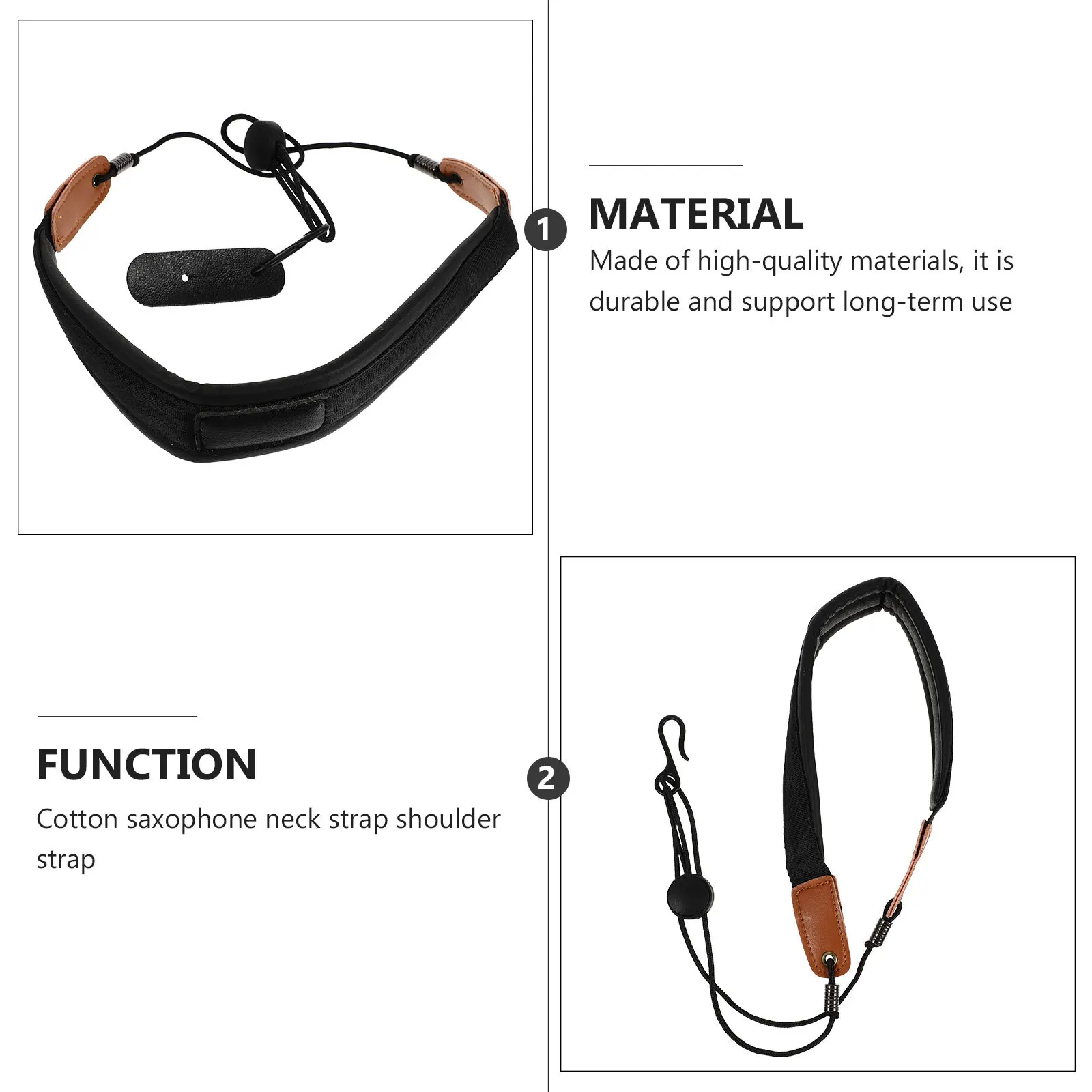 

Universal Saxophone Neck Strap Comfortable Durable Widened Design Easy Install Portable Fixing Accessory For All Models Black