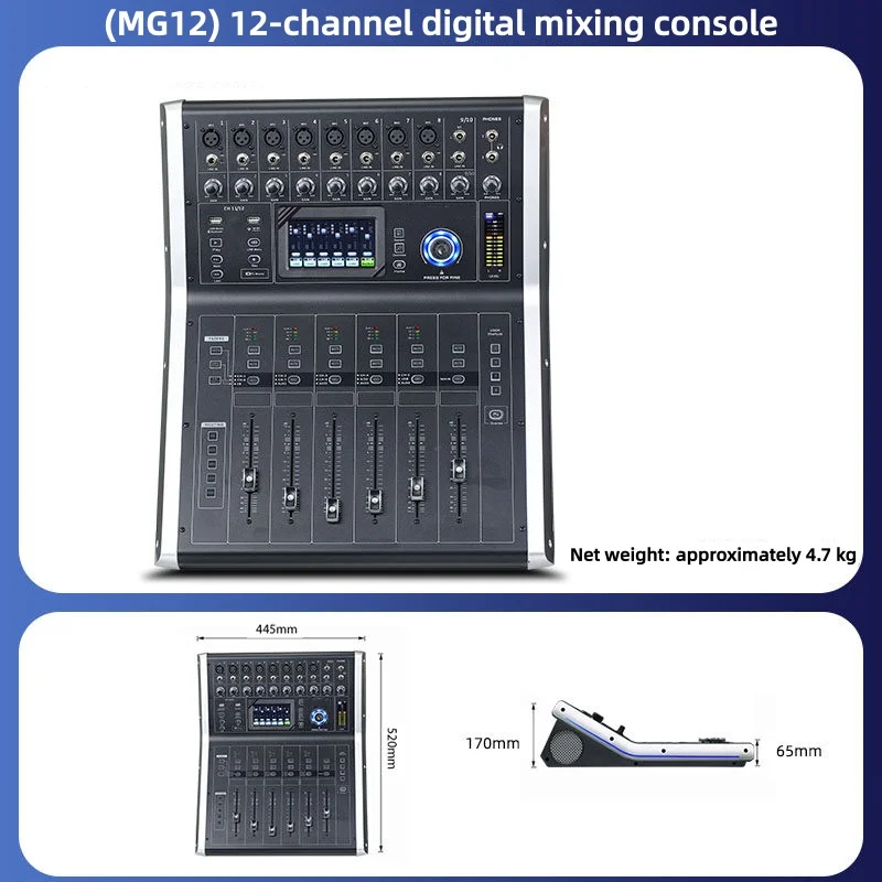Professional DJ Console High Performance 12 Channel Digital Audio Mixer Bluetooth Sound Controller for Stage Studio Live