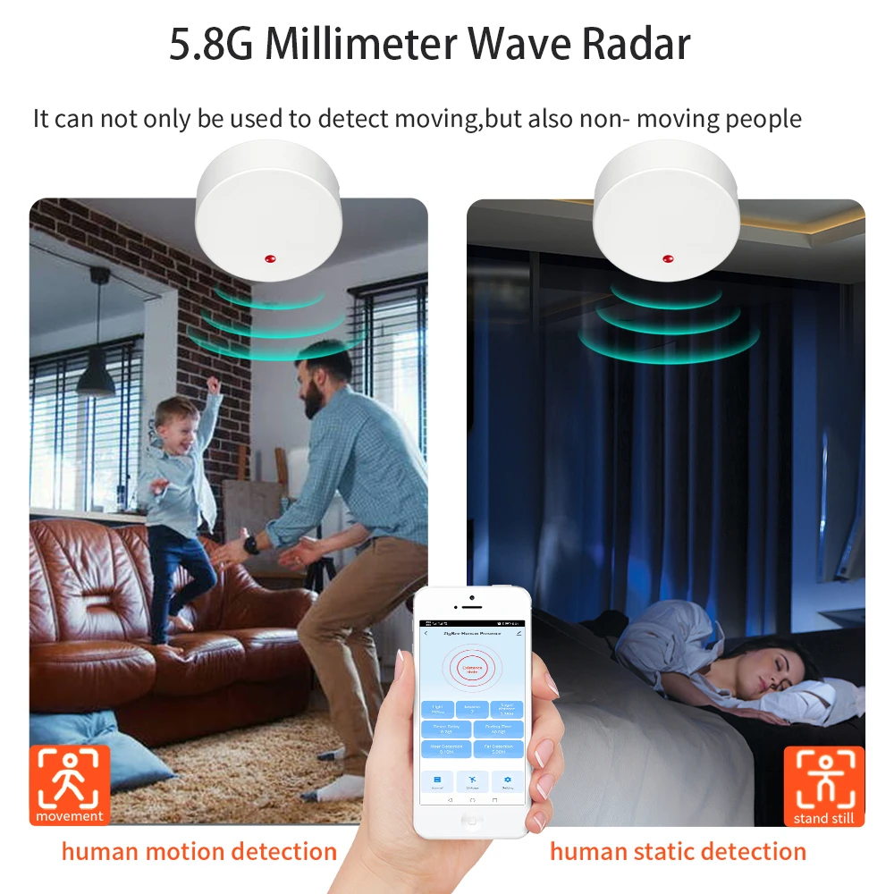 Tuya Smart Zigbee Human Presence Sensor Millimeter Radar Wave Motion Detector Work With Tuya Hub